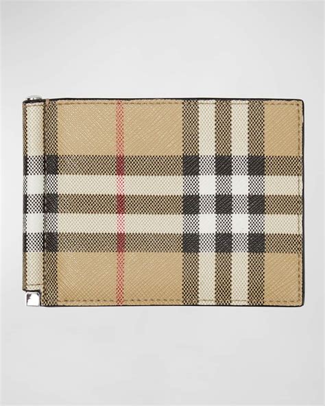 burberry men's vintage check money clip wallet|Burberry Check bifold wallet.